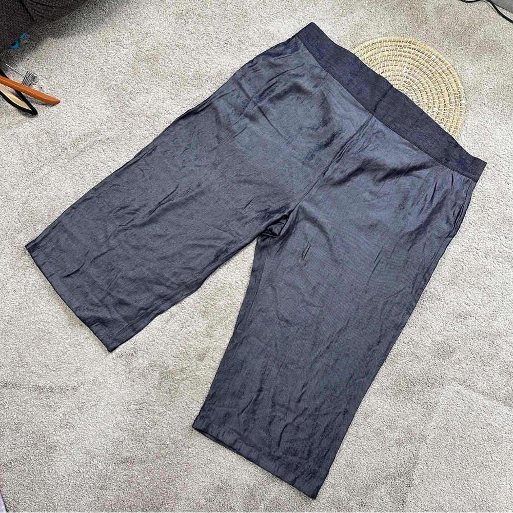 Unique Vintage Women’s Chambray High Rise Pants Cropped Capri Blue Plus Size 5X